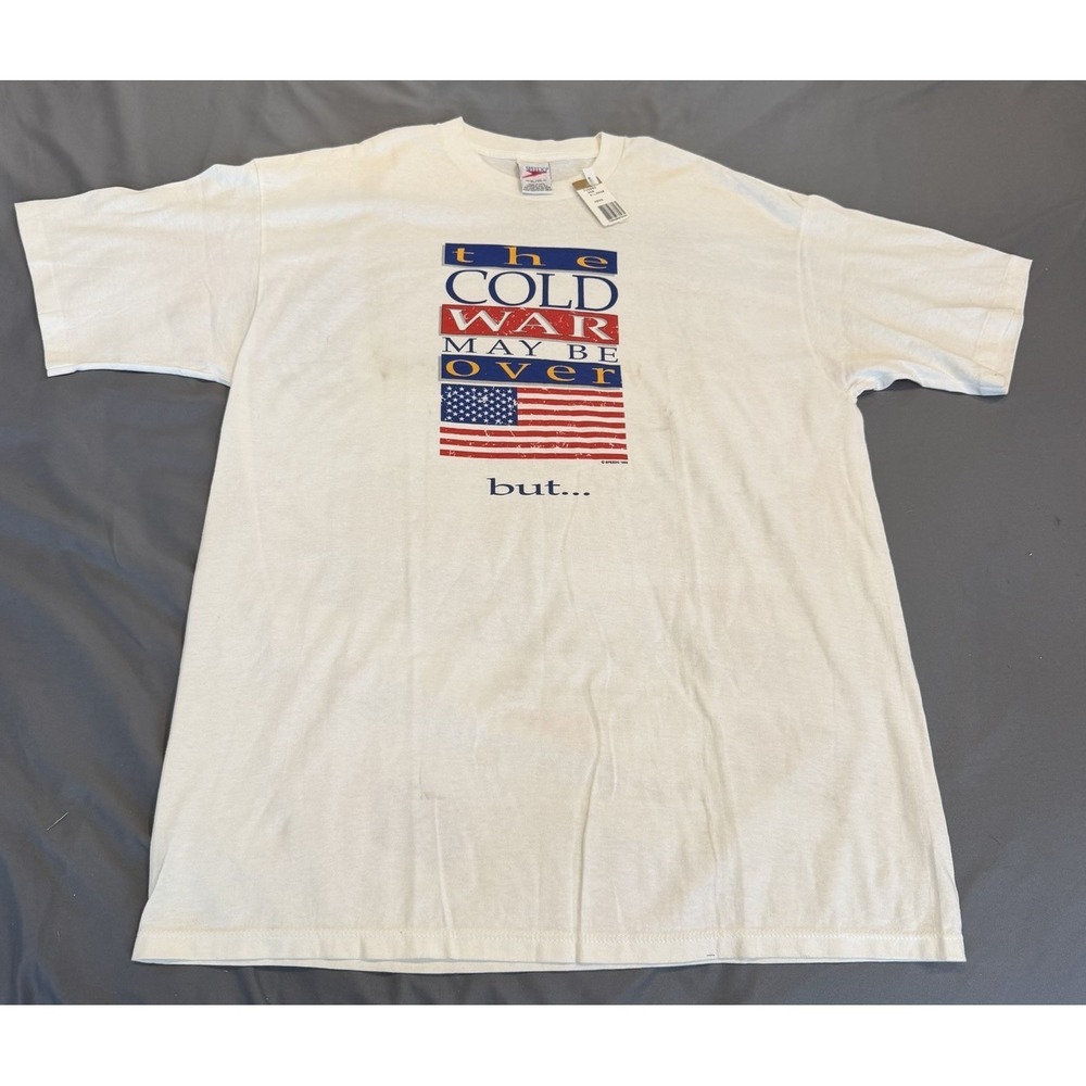 Vintage Speedo T Shirt 1995 Mens XL Single Stitch Gold War USA White 90s Cotton